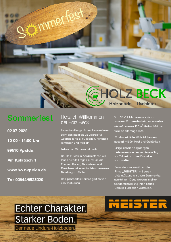 Holz Beck Sommerfest Flyer